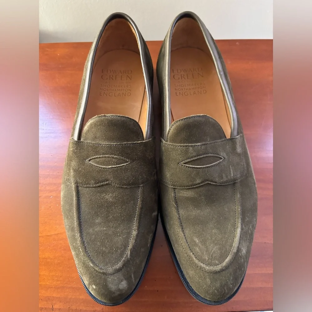Edward Green Duke Green Suede Loafers 8 1/2 - Picture 9 of 11